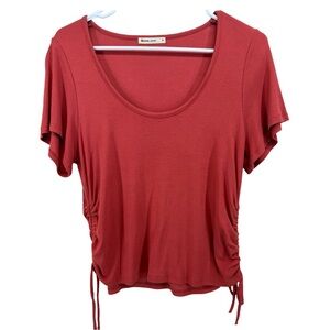 Marine Layer cinch side crew neck crop tee Medium Red